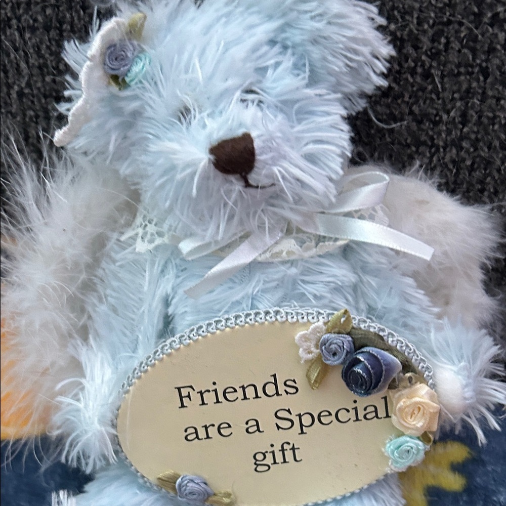 Fluffy Blue Teddy Bear with Gift Message - Picture 3 of 6